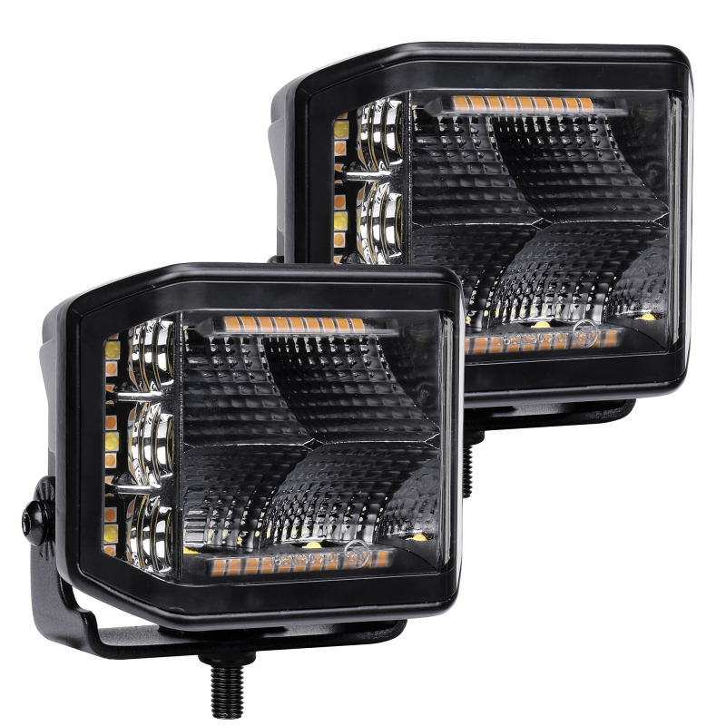 Go Rhino Xplor Blackout Combo Series Cube Sideline LED Flood Lights w/Amber 4x3 - Blk (Pair) thumbnail 6