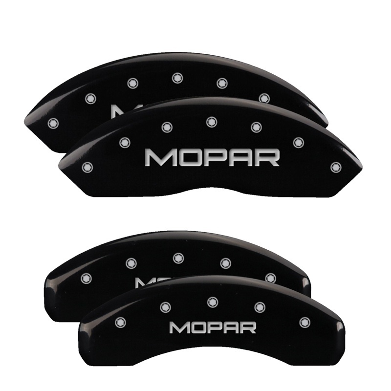 MGP 4 Caliper Covers Engraved Front & Rear Mopar Black Finish Silver Char 2019 Jeep Wrangler thumbnail 2