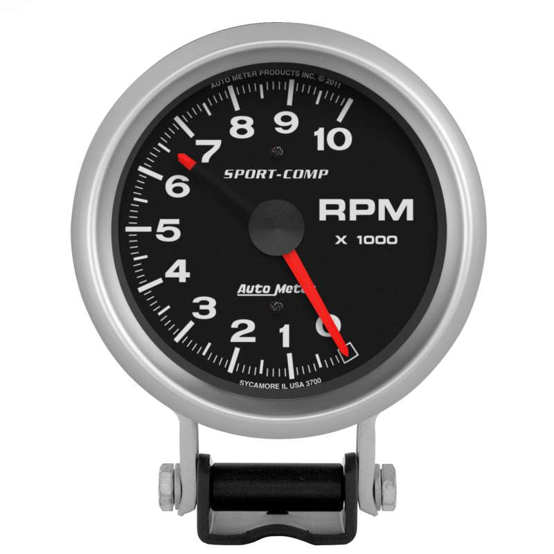 Autometer Standard 3-3/4in 10,000 RPM Pedestal Mount Tachometer Sport Comp thumbnail 4
