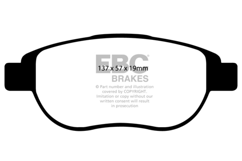 EBC 12+ Fiat 500 1.4 Turbo Abarth Ultimax2 Front Brake Pads thumbnail 2