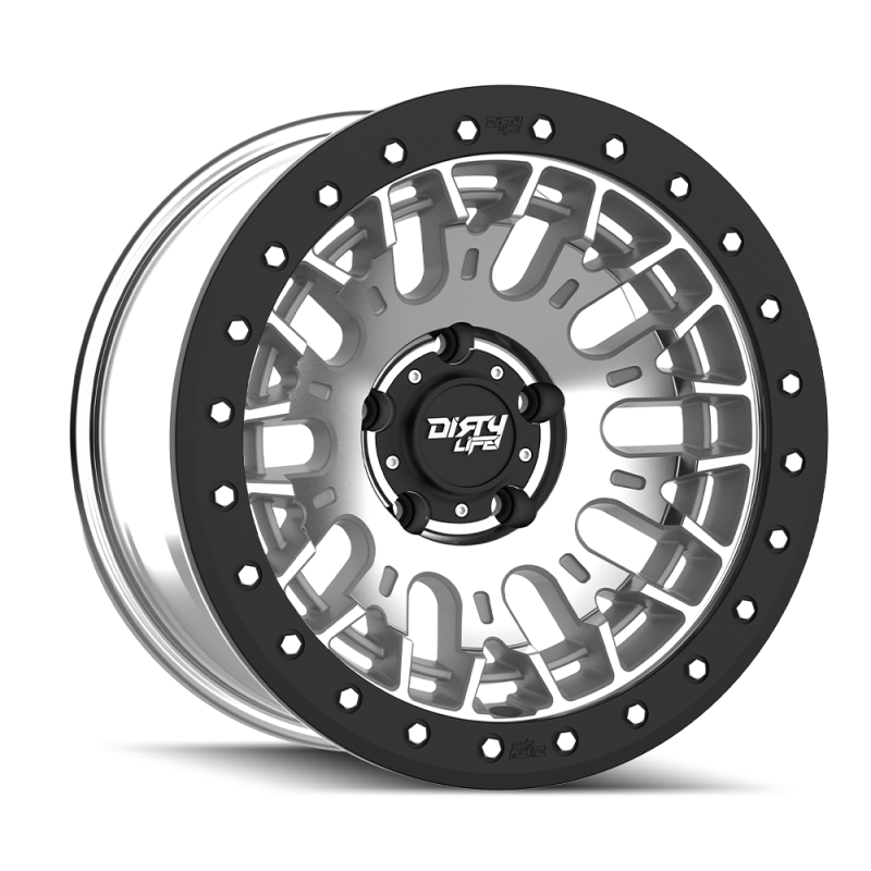 Dirty Life DT-3 17X9 5x127 -12 Offset - Machined Finish w/ Simulated Beadlock