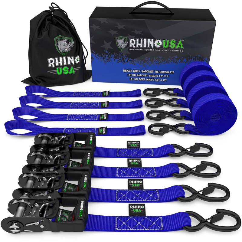 Rhino USA Heavy Duty Ratchet Tie-Down 4-Pack (Blue) 1.6In X 8Ft
Tie Down