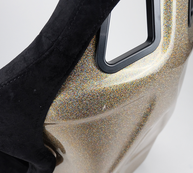 NRG FRP Bucket Seat ULTRA Edition - Large (Black Alcantara/Gold Glitter Back) thumbnail 9