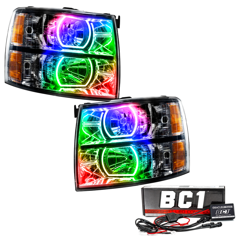 Oracle 07-13 Chevrolet Silverado SMD HL - Black - Square - ColorSHIFT w/ BC1 Controller thumbnail 2