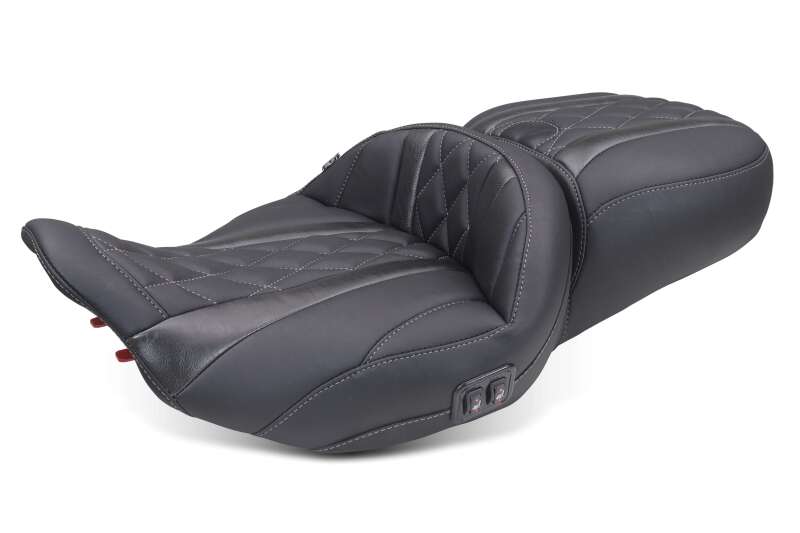 Mustang 23-26 Harley CVO Road Glide Street Glide Heated Deluxe Diamond ST 1pc 2Up Blk w/GM Thread