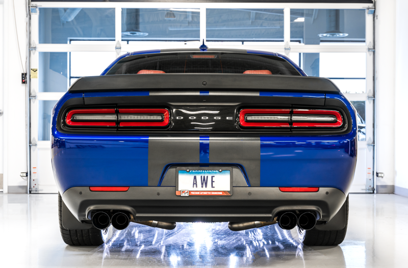 AWE Tuning 2017+ Dodge Challenger 5.7L Track Edition Exhaust - Diamond Black Quad Tips thumbnail 8
