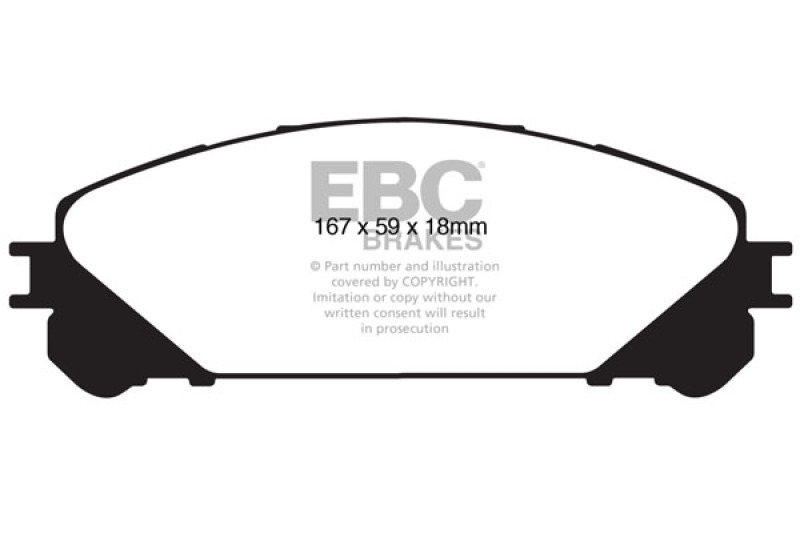 EBC 15+ Lexus NX200t 2.0 Turbo Ultimax2 Front Brake Pads thumbnail 3