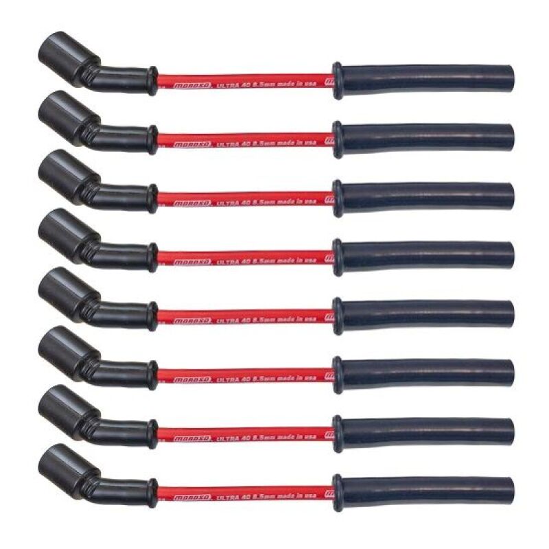 Moroso GM GenV LT1/LT4 5.3L/6.2L/6.6L Ultra 40 8.5mm Multi-Angle Boot Spark Plug Wire Set - Red