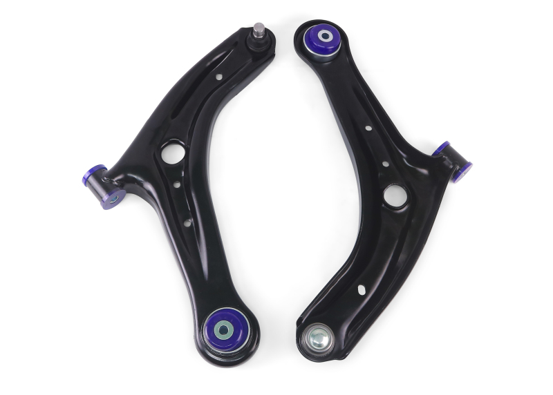 SuperPro 2011-2019 Ford Fiesta S Front Lower Control Arm Set w/ Bushings (+Caster)
