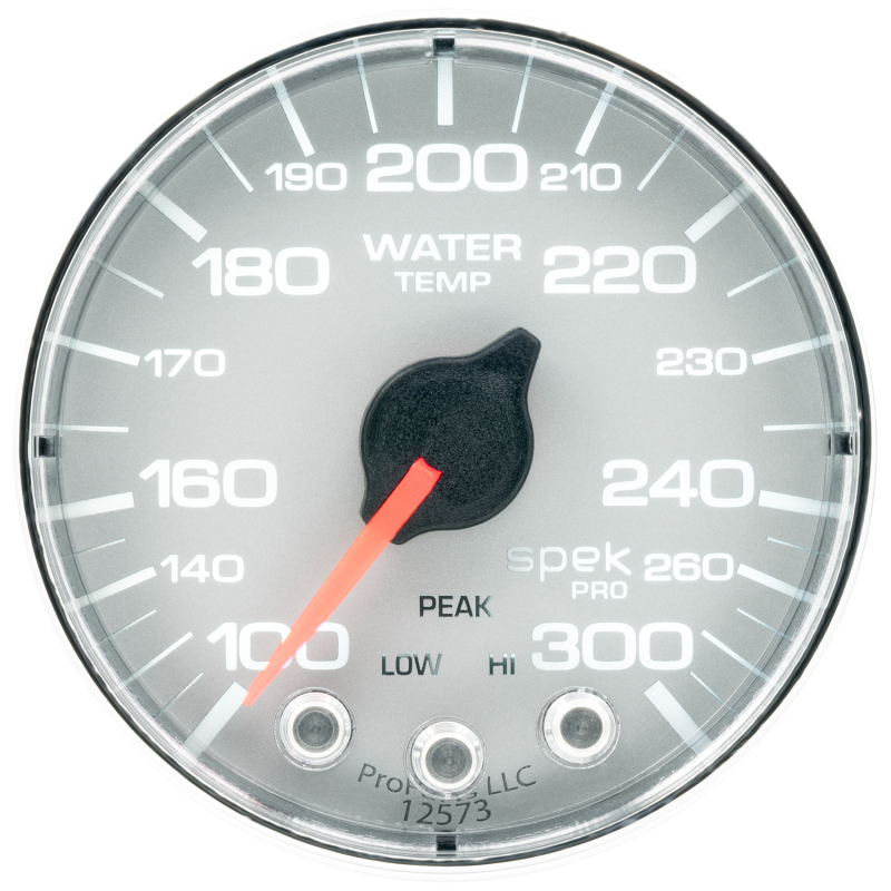 Autometer Spek-Pro Gauge Water Temp 2 1/16in 300f Stepper Motor W/Peak & Warn Slvr/Chrm