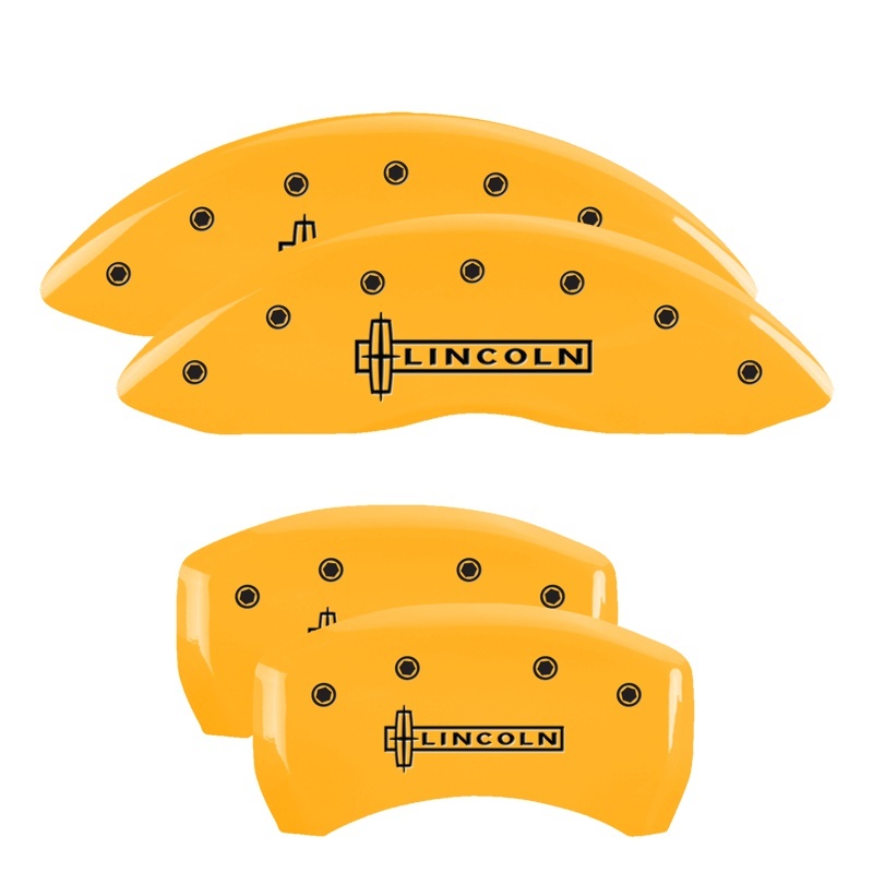 MGP 4 Caliper Covers Engraved Front & Rear Lincoln Yellow finish black ch thumbnail 7