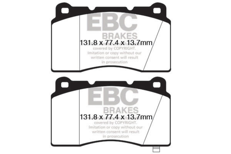EBC 09+ Hyundai Genesis Coupe 2.0 Turbo (Brembo) Yellowstuff Front Brake Pads thumbnail 6
