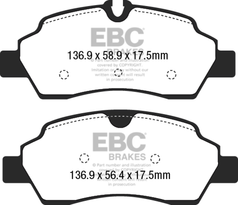 EBC 2015+ Ford Transit 150 SRW Yellowstuff Rear Brake Pads thumbnail 4