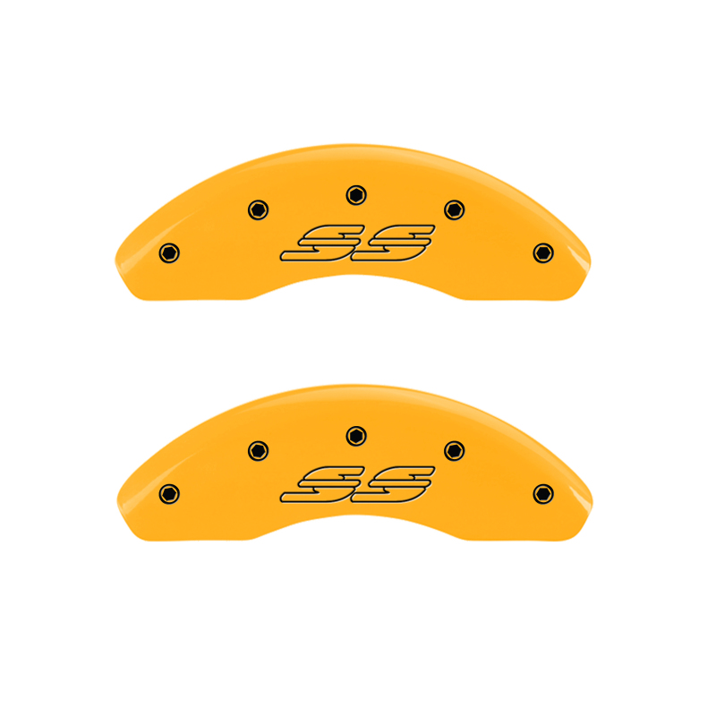 MGP 4 Caliper Covers Engraved Front & Rear Impala Style/Ss Yellow Finish Blk Char 2000 Chevy Impala thumbnail 5