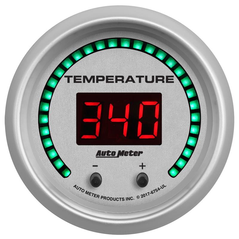 Autometer 52.4mm Silver Switchable 60-340 Degrees F/40-170 Degrees C Ultra-Lite Elite Digital Gauge
