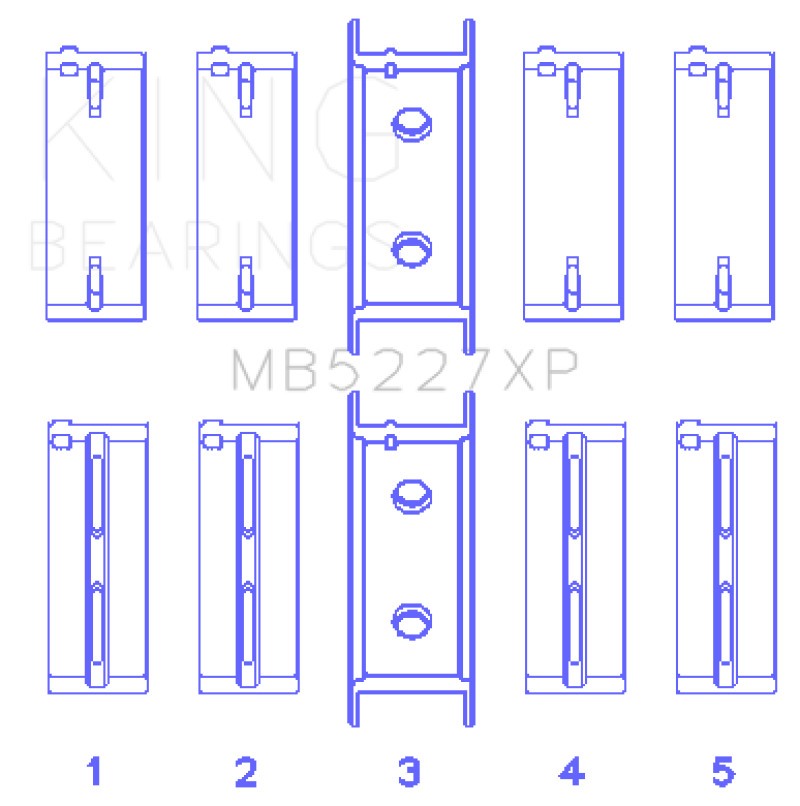 King Mitsubishi 4G63/4G64 6 Bolt 1st Gen DSM Performance Main Bearing Set - Size STDX thumbnail 2