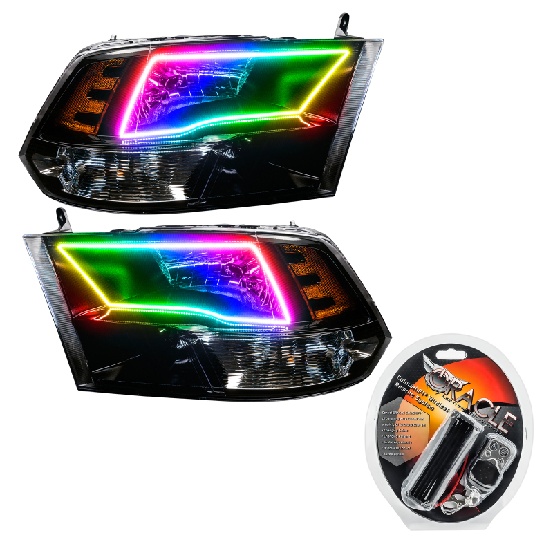 Oracle 09-17 RAM 1500 TRX/SLT Quad Pre-Assembled Headlights - Blk Housing - ColorSHIFT thumbnail 6