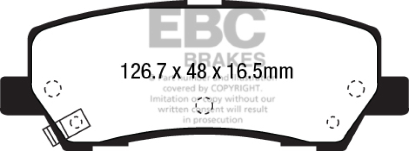 EBC 15+ Ford Mustang 2.3 Turbo Redstuff Rear Brake Pads thumbnail 5