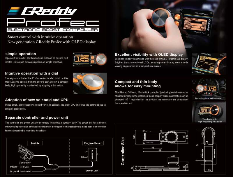 GReddy PRofec Electronic Boost Controller - Amber OLED thumbnail 3