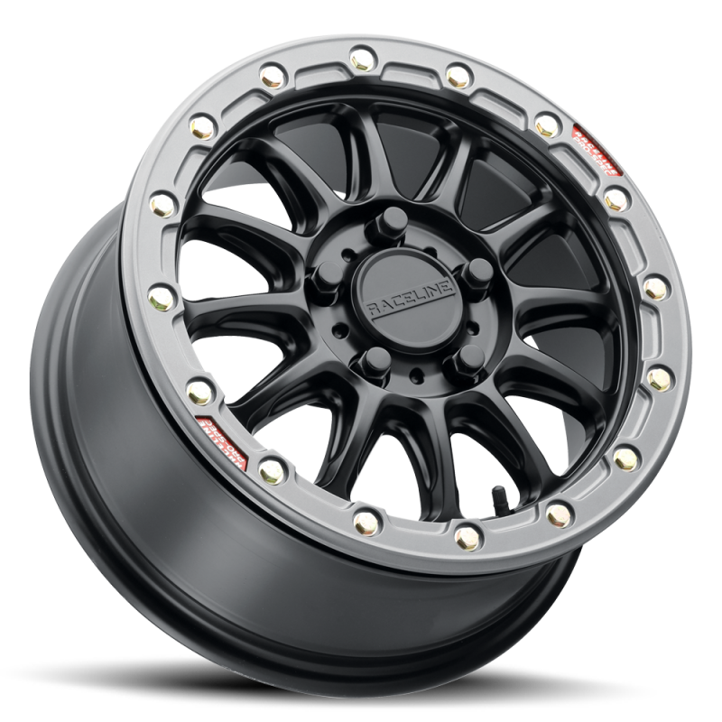 Raceline A14BG Alpha 15x7in/4x156 BP/10mm Offset/132.5mm Bore - Black & Gunmetal Ring Beadlock Wheel thumbnail 6