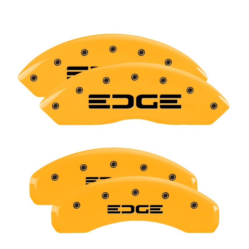 MGP 4 Caliper Covers Engraved Front & Rear Edge Yellow finish black ch thumbnail 6