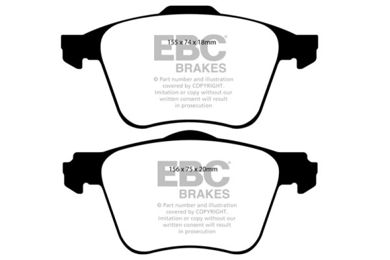 EBC 11+ Volvo S60 2.5 Turbo T5 (315mm Front Rotors) Ultimax2 Front Brake Pads thumbnail 6