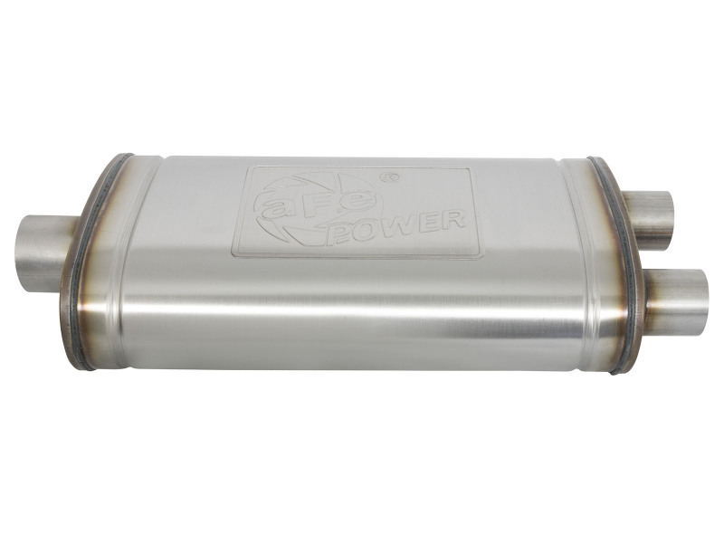 aFe MACH Force XP SS Muffler 3in Center Inlet / 2.5in Dual Outlets 22in L x 11in W x 6in H Body thumbnail 8
