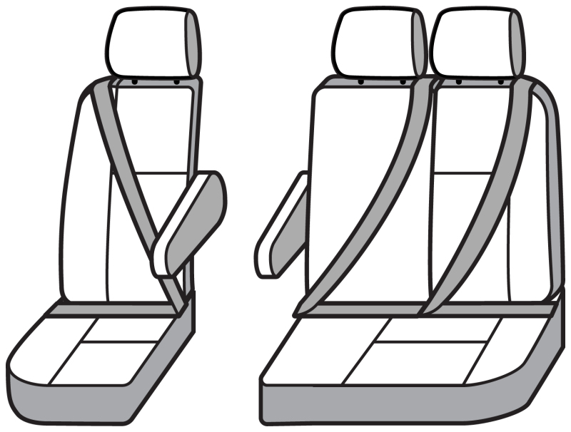 Covercraft 15-26 Ford Transit Polycotton SeatSaver Custom Third Row Seat Covers-Misty Grey