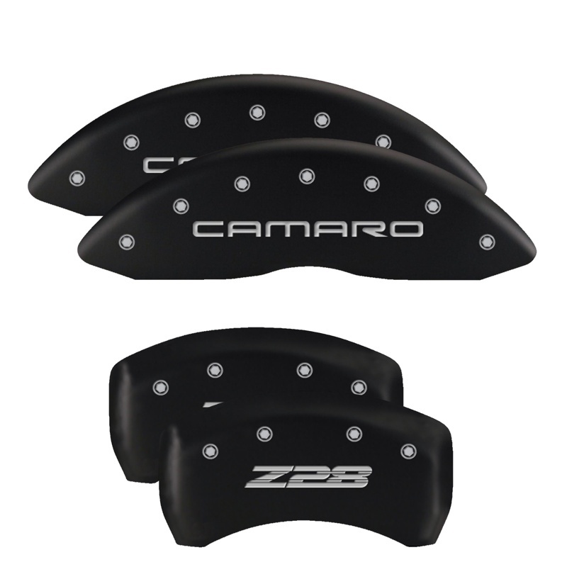 MGP 4 Caliper Covers Engraved Front & Rear MOPAR Black finish silver ch thumbnail 6