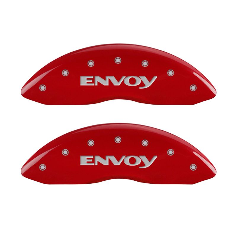 MGP 4 Caliper Covers Engraved Front & Rear Envoy Red finish silver ch thumbnail 7