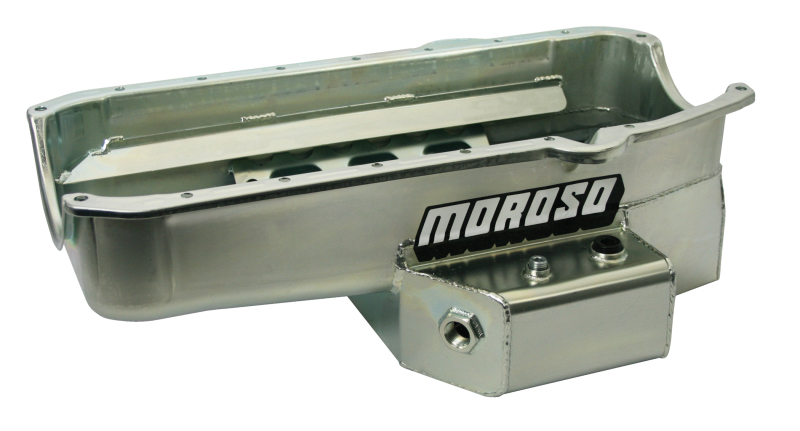 Moroso 86-Up Chevrolet SBC (w/1 Pc Seal & Low Clearance) Wet Sump 7qt 7in Steel Oil Pan - Black thumbnail 6