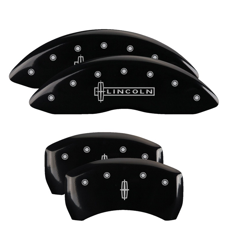 MGP 4 Caliper Covers Engraved Front Lincoln Engraved Rear Star logo Black finish silver ch thumbnail 7