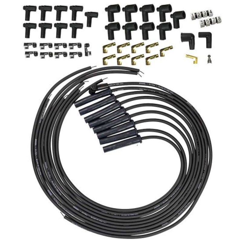 Moroso Universal HEI/Non-HEI Style Caps Ultra 350 8mm Multi-Angle Boot Spark Plug Wire Set - Black