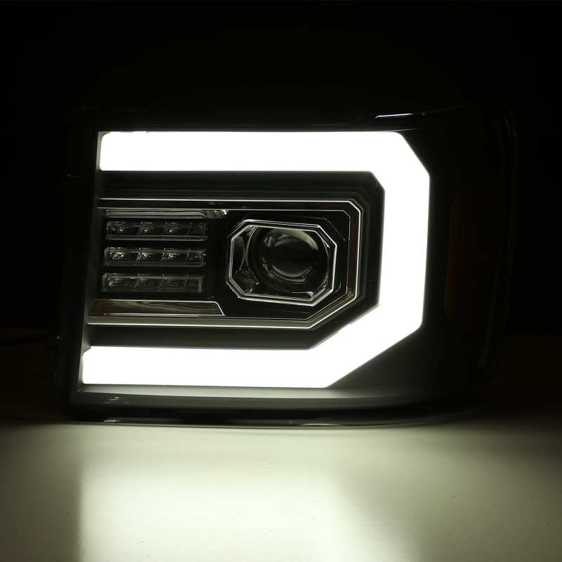 AlphaRex 07-13 GMC 1500HD PRO-Series Proj Headlights Plank Style Gloss Blk w/Activ Light/Seq Signal thumbnail 5