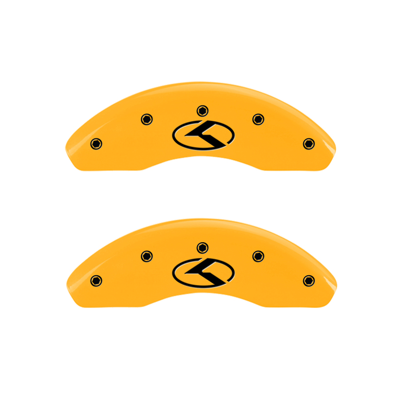 MGP 4 Caliper Covers Engraved Front & Rear Circle K/Kia Yellow finish black ch thumbnail 7