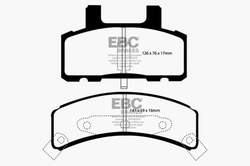 EBC 97-99 Cadillac Deville 4.6 (Rear Drums) Ultimax2 Front Brake Pads thumbnail 5