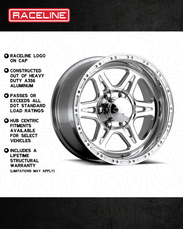 Raceline 886 Renegade 17x9in / 6x139.7 BP / 0mm Offset / 107.95mm Bore - Polished Wheel thumbnail 6