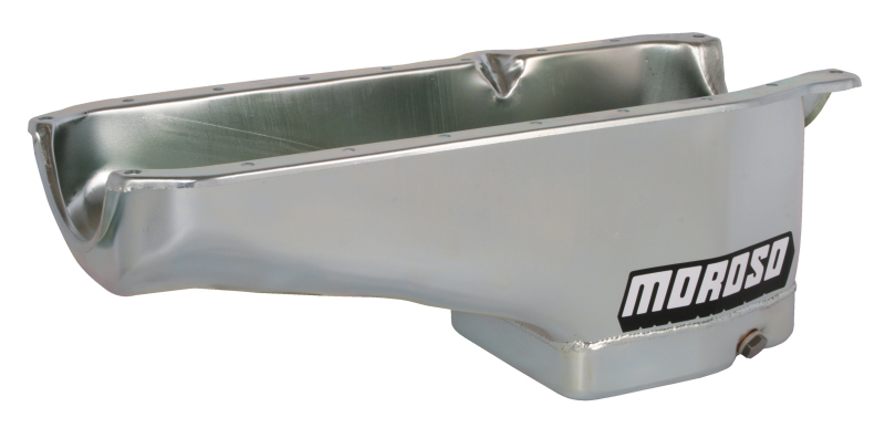Moroso 1986+ Chevrolet SBC (w/Passenger Side Dipstick) Wet Sump 6qt 8.25in Steel Oil Pan - Black thumbnail 6