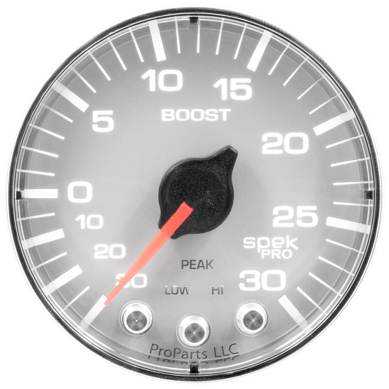 Autometer Spek-Pro Gauge Vac/Boost 2 1/16in 30Inhg-30psi Stepper Motor W/Peak & WarnSilver/Chrome thumbnail 5
