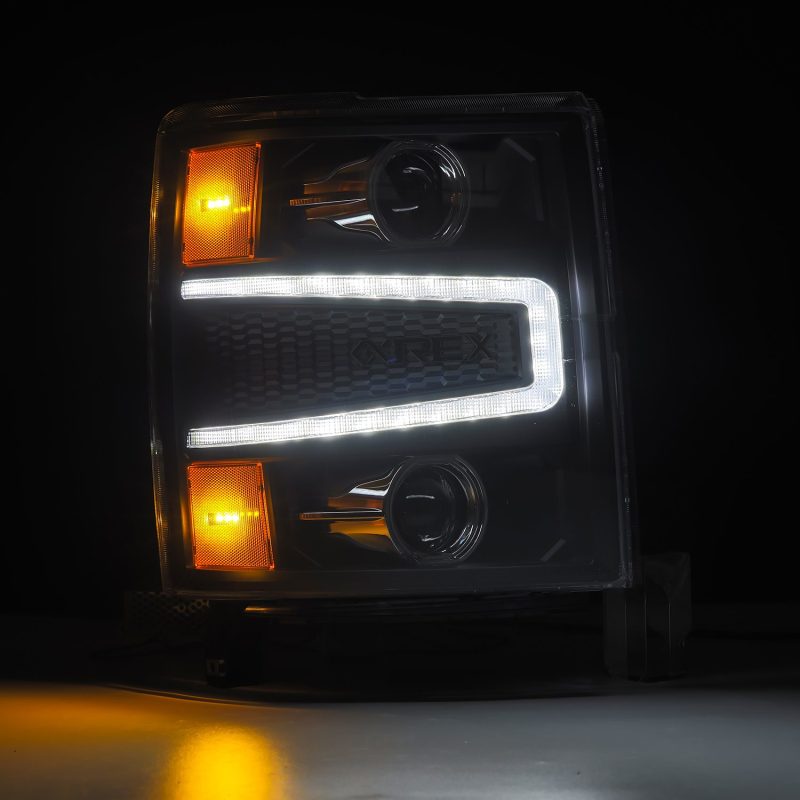 AlphaRex 14-15 Chevy 1500 PRO-Series Projector Headlights Black w/ Sequential Signal & DRL thumbnail 3