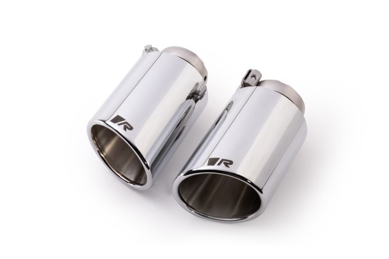 Remus Stainless Steel 102mm Angled Rolled Edge Chrome w/Adj Clamp Tail Pipe Set (Pair)