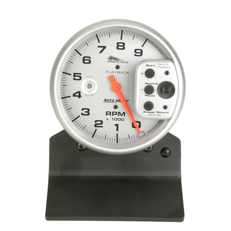 Autometer Pro-Cycle Gauge Tach 5in 9K Rpm Pedestal W/ Rpm Playback Silver Pro-Cycle thumbnail 6