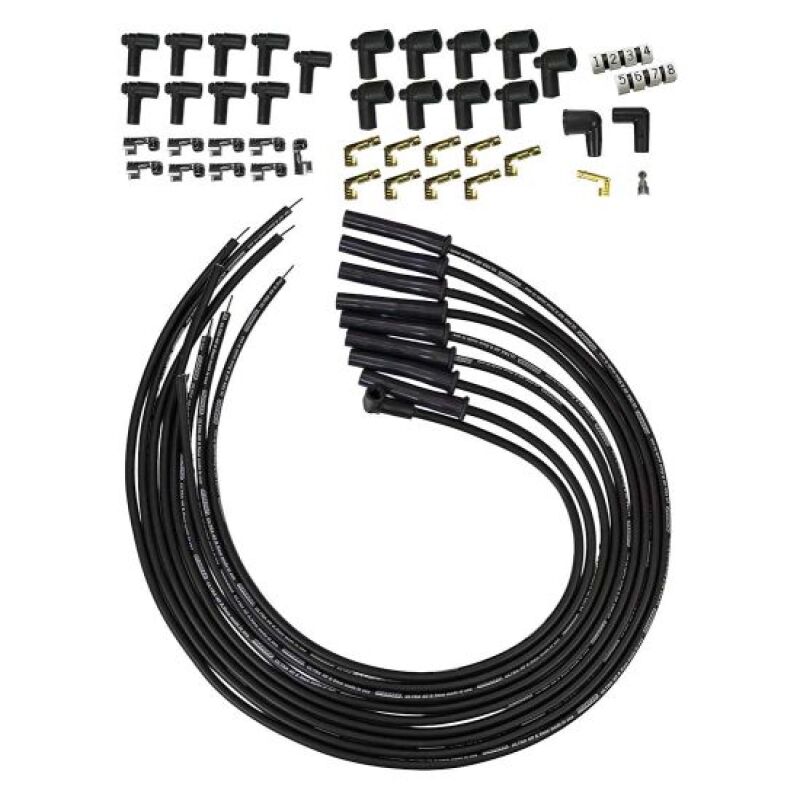 Moroso Universal HEI/Non-HEI Style Caps Ultra 40 8mm Multi-Angle Boot Spark Plug Wire Set - Black