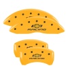 MGP 4 Caliper Covers Engraved Front & Rear Chevy racing Yellow finish black ch thumbnail 7