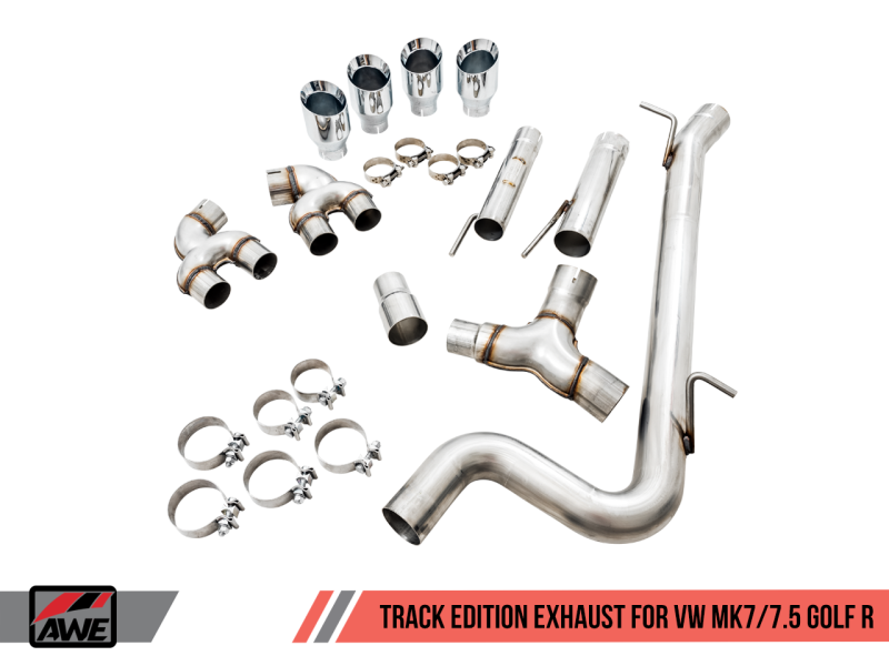 AWE Tuning Mk7 Golf R Track Edition Exhaust w/Chrome Silver Tips 102mm thumbnail 9
