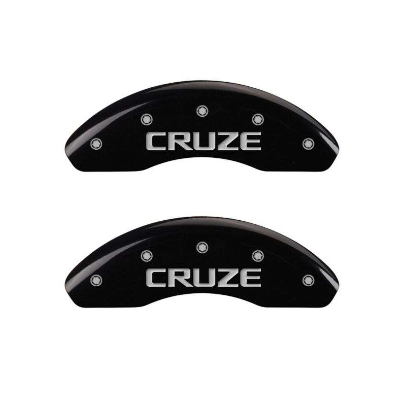 MGP Front set 2 Caliper Covers Engraved Front Cruze Black finish silver ch thumbnail 6