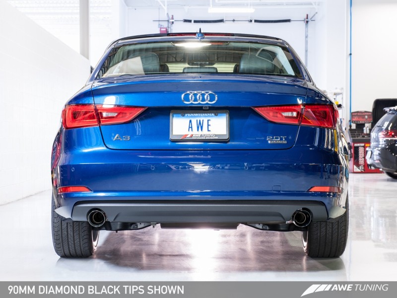 AWE Tuning Audi 8V A3 Touring Edition Exhaust - Dual Outlet Diamond Black 90 mm Tips thumbnail 4