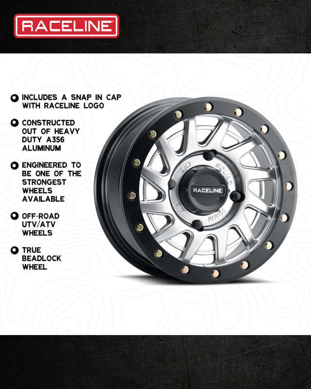 Raceline A12SB Squad 15x7in/4x156 BP/38mm Offset/132.5mm Bore - Silver & Black Ring Beadlock Wheel thumbnail 6