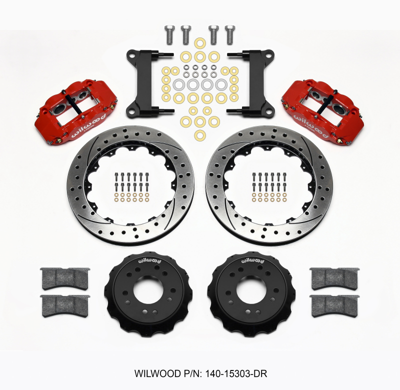 Wilwood Narrow Superlite 6R Front Hat Kit 13.06 Drilled Red 63-87 C10 w/ Wilwood Pro Spindles