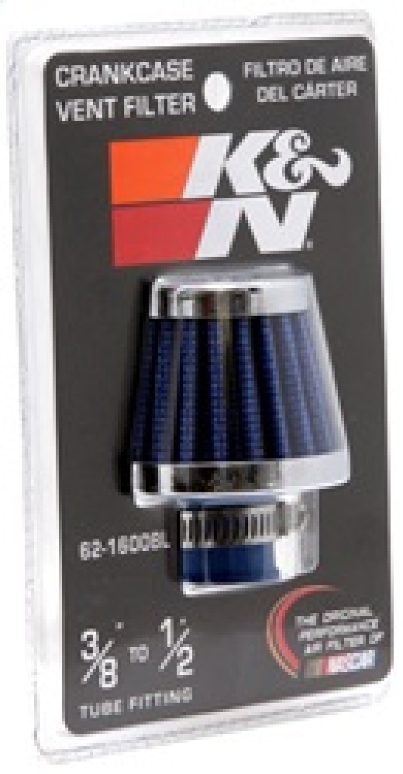 K&N 2in Base OD x .375in Flange ID x 1.75in H Rubber Base Crankcase Vent Filter - Blue thumbnail 8